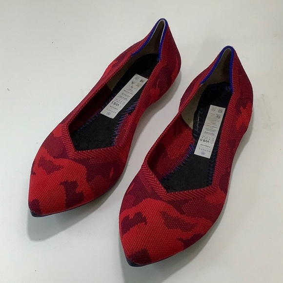 Rothy's Shoes - Rothy’s Red Camo the point ballet flats size 8.5 EUC